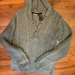 Gray Knit Sweater Hoodie